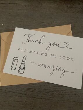 Wedding Makeup Artist Thank You Card With Brown Envelope